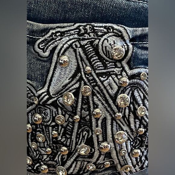 Platinum Plush Let’s Ride Motorcycle Rhinestone Shorts - Picture 2 of 4